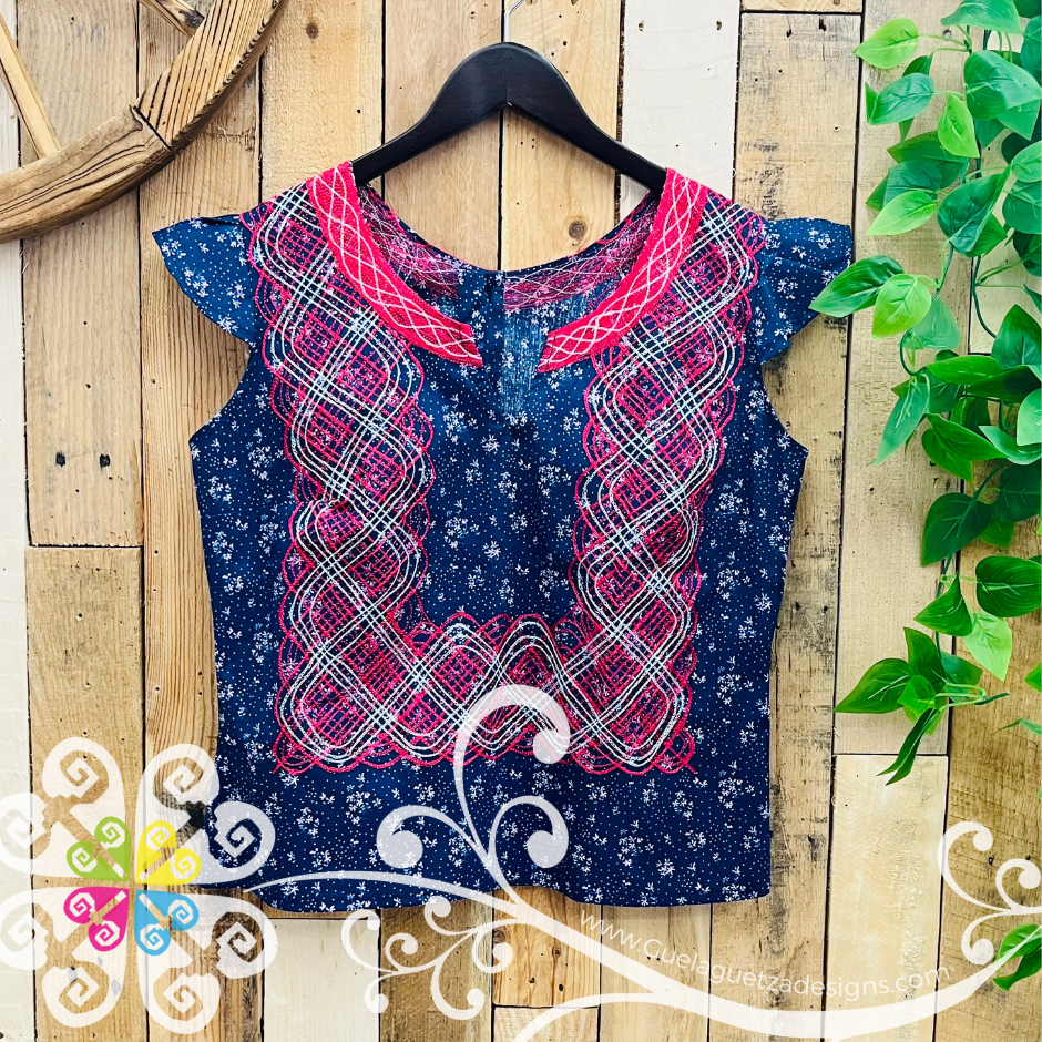 Small Cadenilla Tehuana Lupita Top - Double Embroider