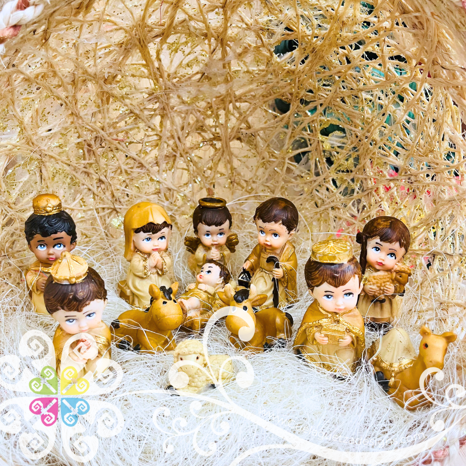 Medium Nacimiento Mimbre - Wicker Nativity Scene - Nacimiento Navideno
