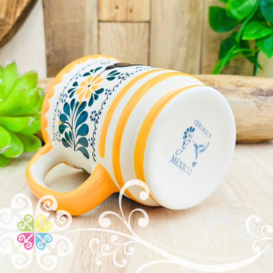 Yellow Taza Capuchino Colibri - Barro Alta Temperatura - Single Clay Mug