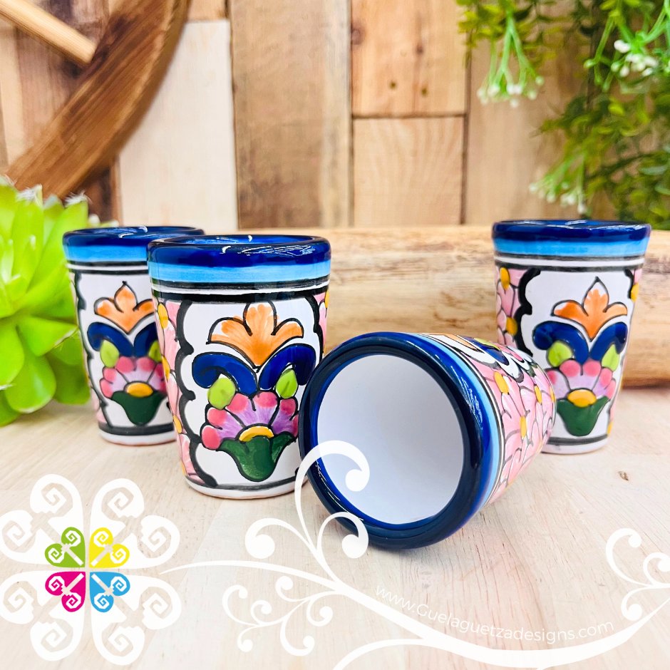 Set of 4 Floral Talavera Tequilero - Set of 4 Shot Glass