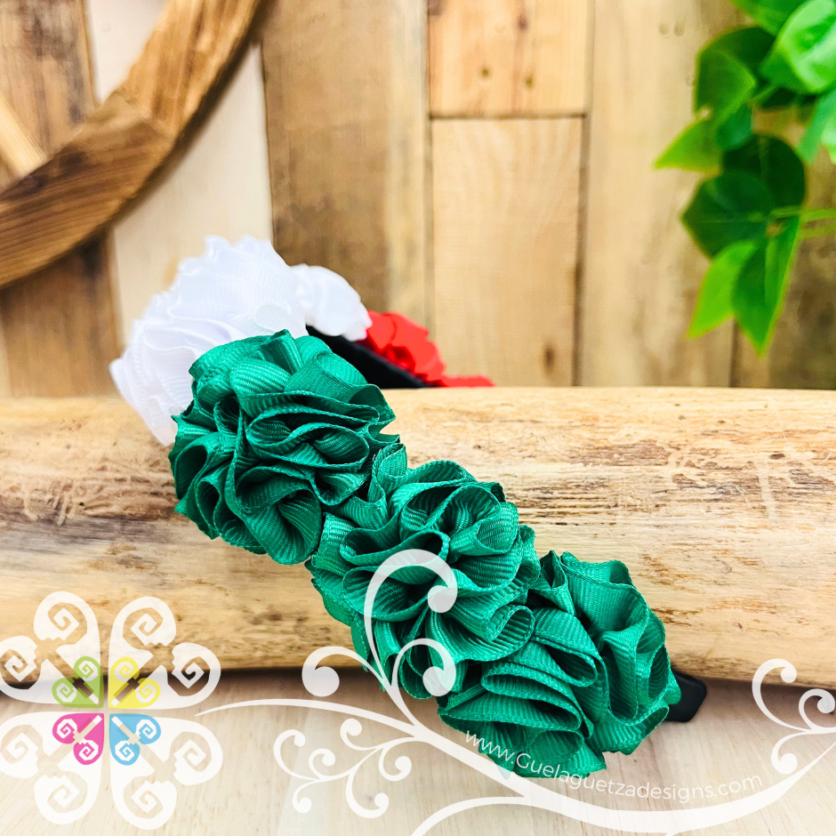 Tricolor Ribbon Flower Headband - Folkloric Headband