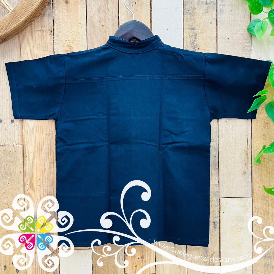 Navy Blue Lace Boy Shirt - Camisa de Niño