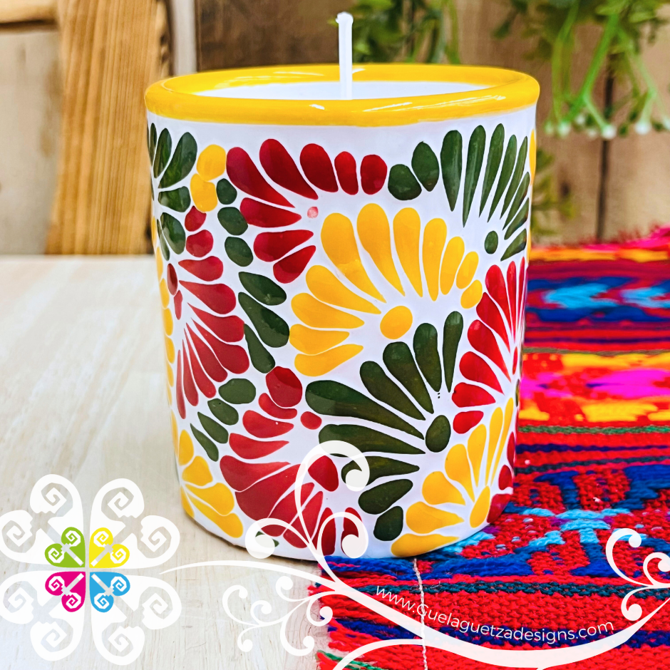 Large Cylinder Multicolor Talavera Candle - Artisan Candles