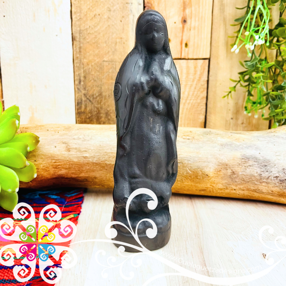 Small Virgen Guadalupe Statue - Barro Negro Oaxaca