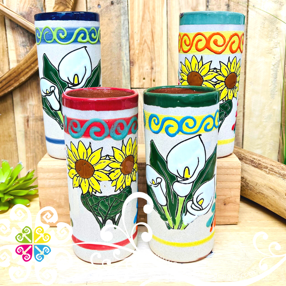 Set of 4 Small Tall Vase - Mexican Home Decor