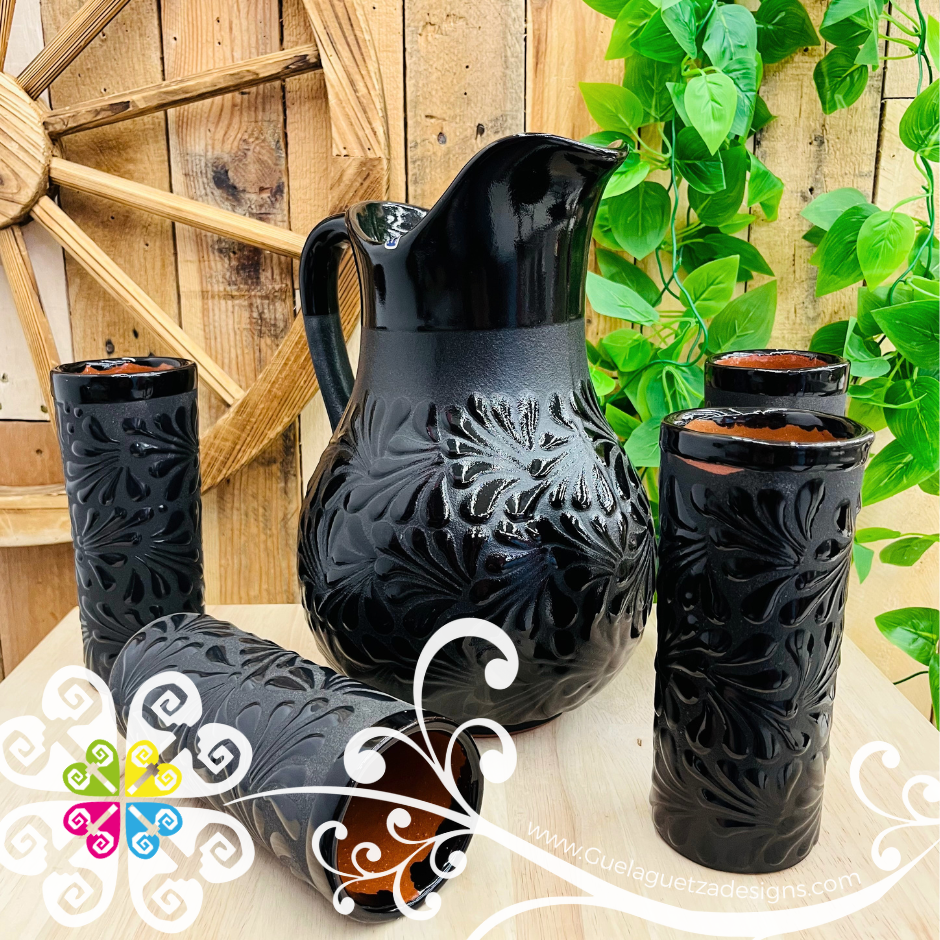 Black Espiga Pato Pitcher Set - 4 Cups