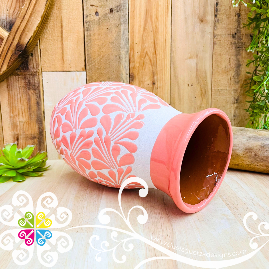 Pink Engobe Espiga Plumeado Florero Ovulo - Florero Barro