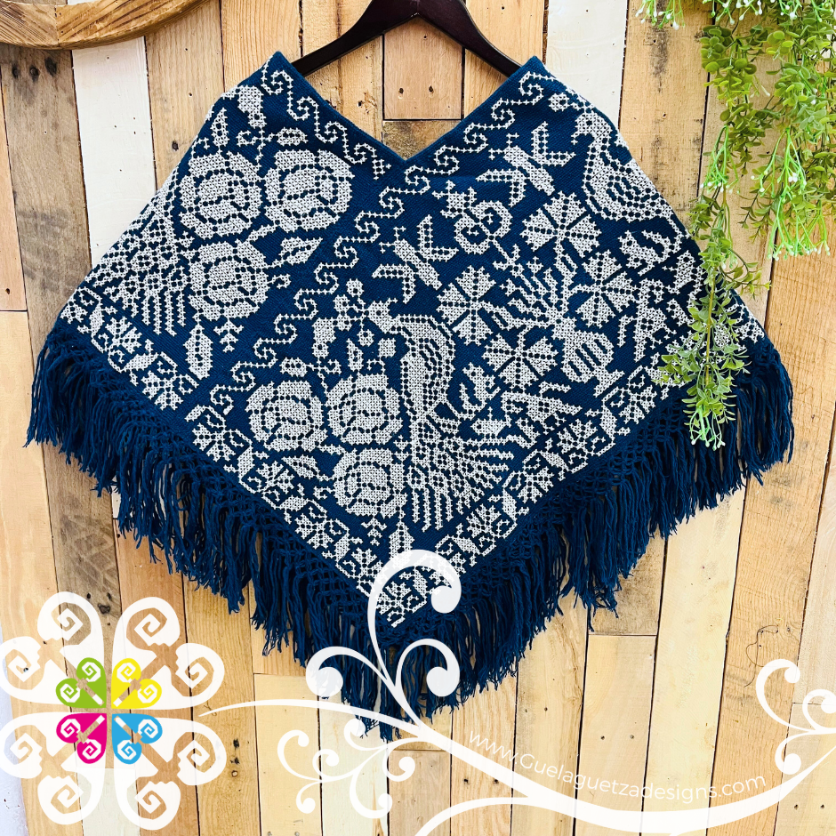 Colors Peacock Design Embroider Poncho - Mañanita