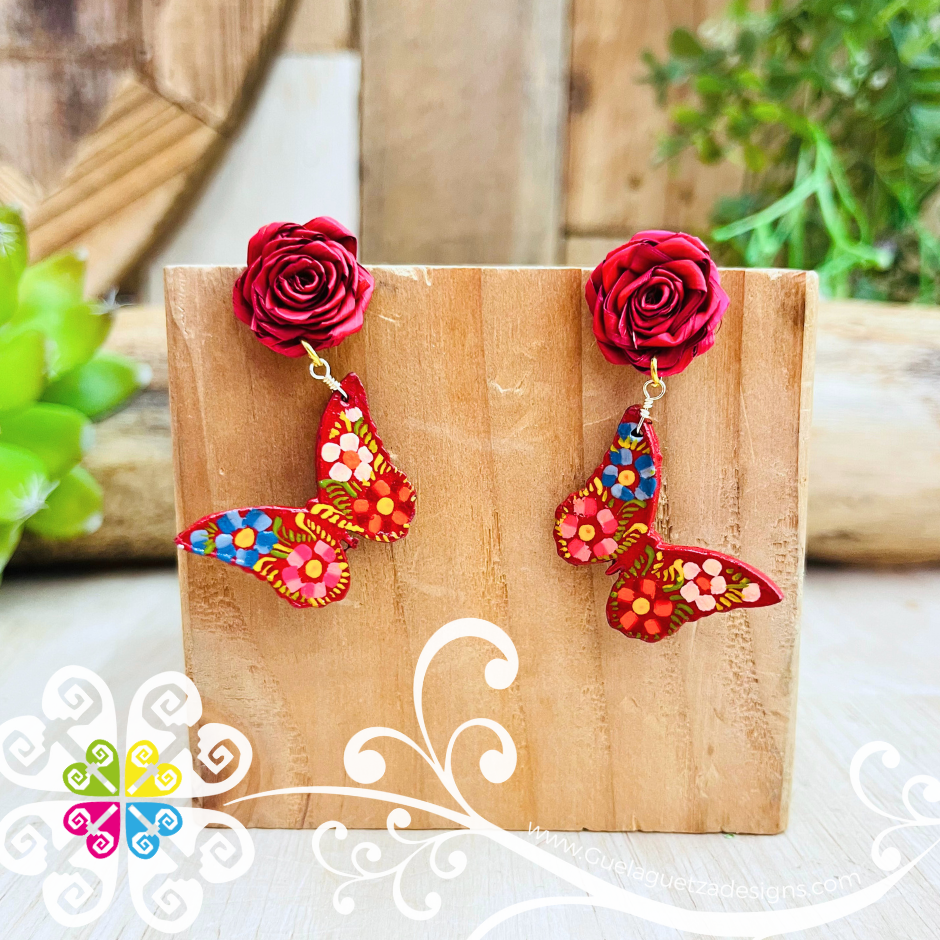 Mariposa Wood Studs - Palm Earrings