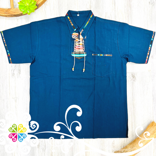 Navy Blue Coralillo Jareta Shirt - Men Shirt