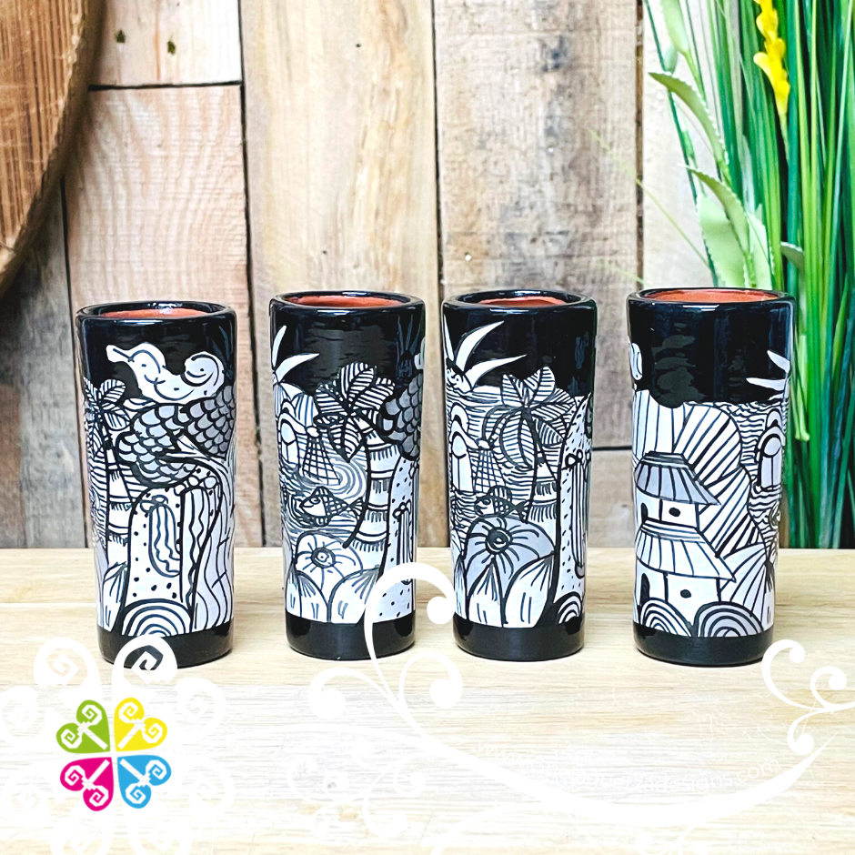 Historias Guerrero Clay Shot Glass - Set of 4