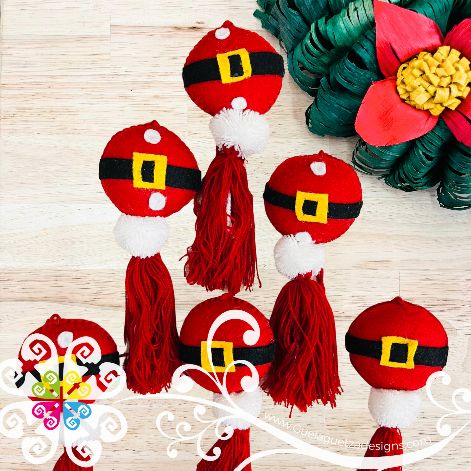 Santas Belt Pom Pom Sets - Christmas Ornaments