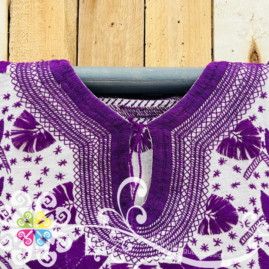 Medium Solid Colors Milpa Embroider 3/4 Sleeve Top - Blusa Bordada