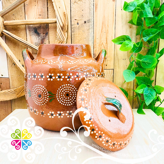 Large Capula Sencillo Olla de Barro con Tapa- Capula Sencillo Clay Ollas