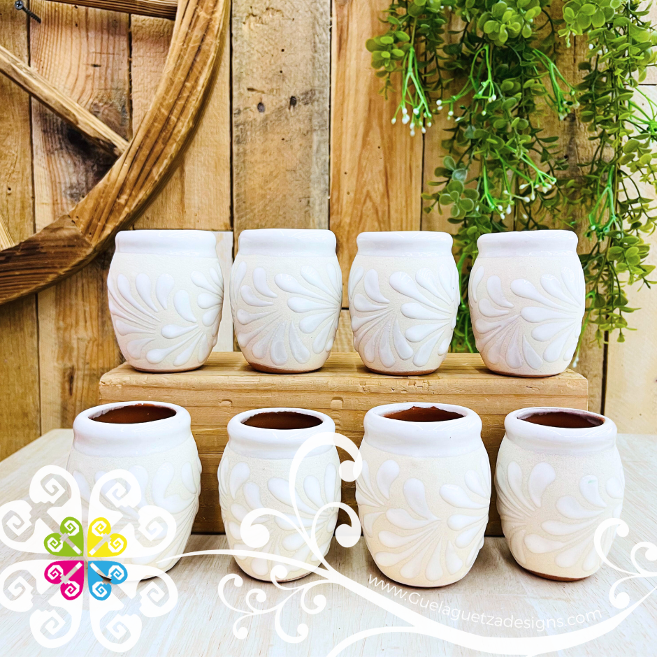 Engobe/White Tequilero Plumeado Set - Clay Tequilero Set
