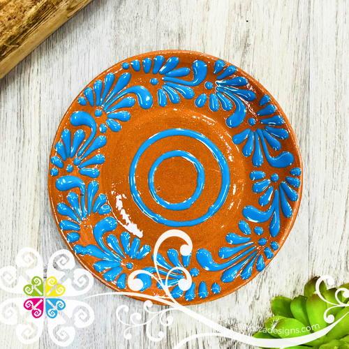 Set of 4 Large Plumeado Plate - Authentic Mexican Clay