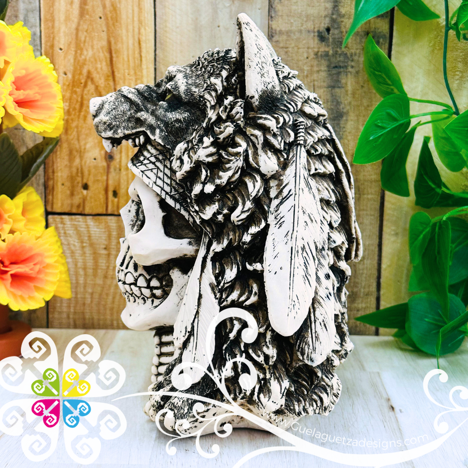 Large Wolf - Artisan Day of Dead Resin Skull