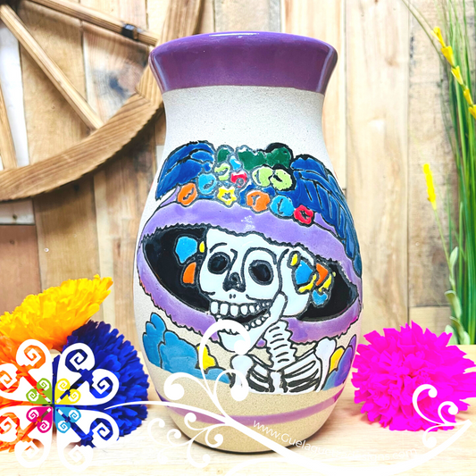 Lilac Catrina Ovulo Vase - Mexican Home Décor