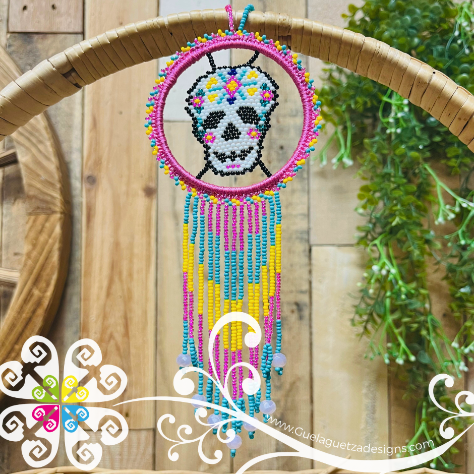 Calaverita Beaded Dream Catcher - Huichol Art