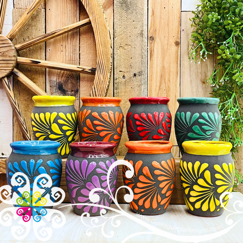 Set of Black Rainbow Espiga Plumeado Cantarito Cup - Set Clay Cantarito