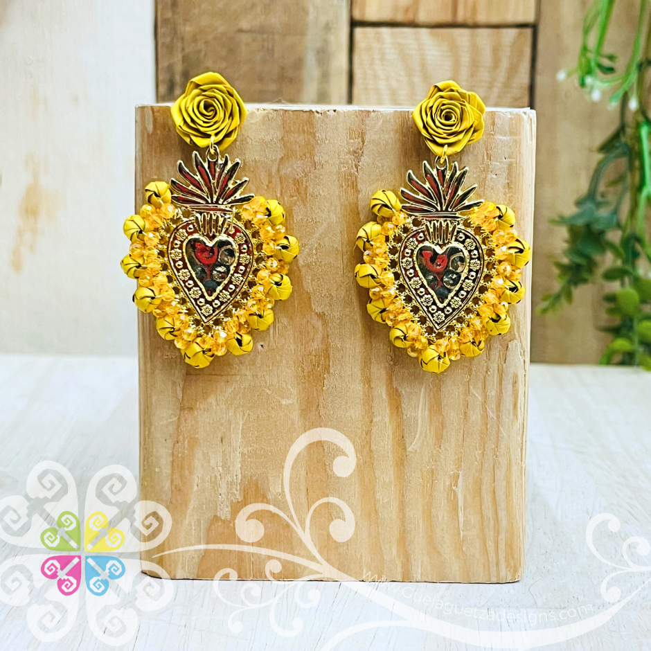 Medium Solid Color Corazon Milagrito Studs- Palm Earrings