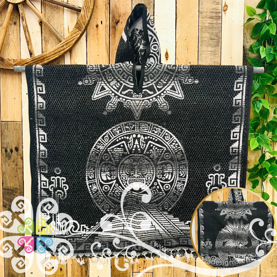 Mayan Calendar Gaban - Men Poncho with Hoodie