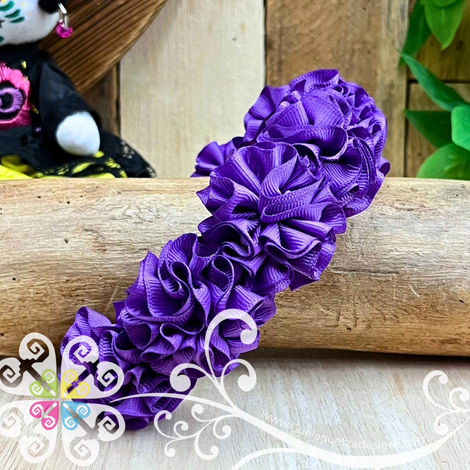 Purple Catrina Ribbon Flower Headband - Folkloric Headband