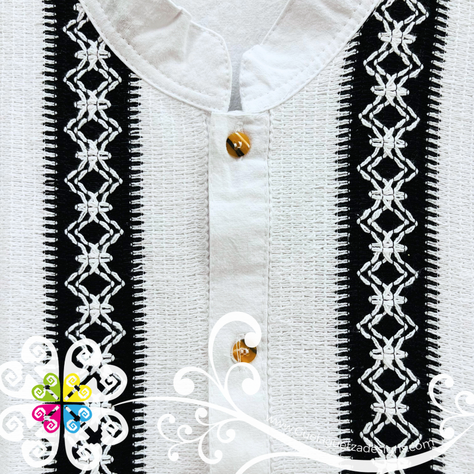 White Pepita Guayabera - Men Shirt