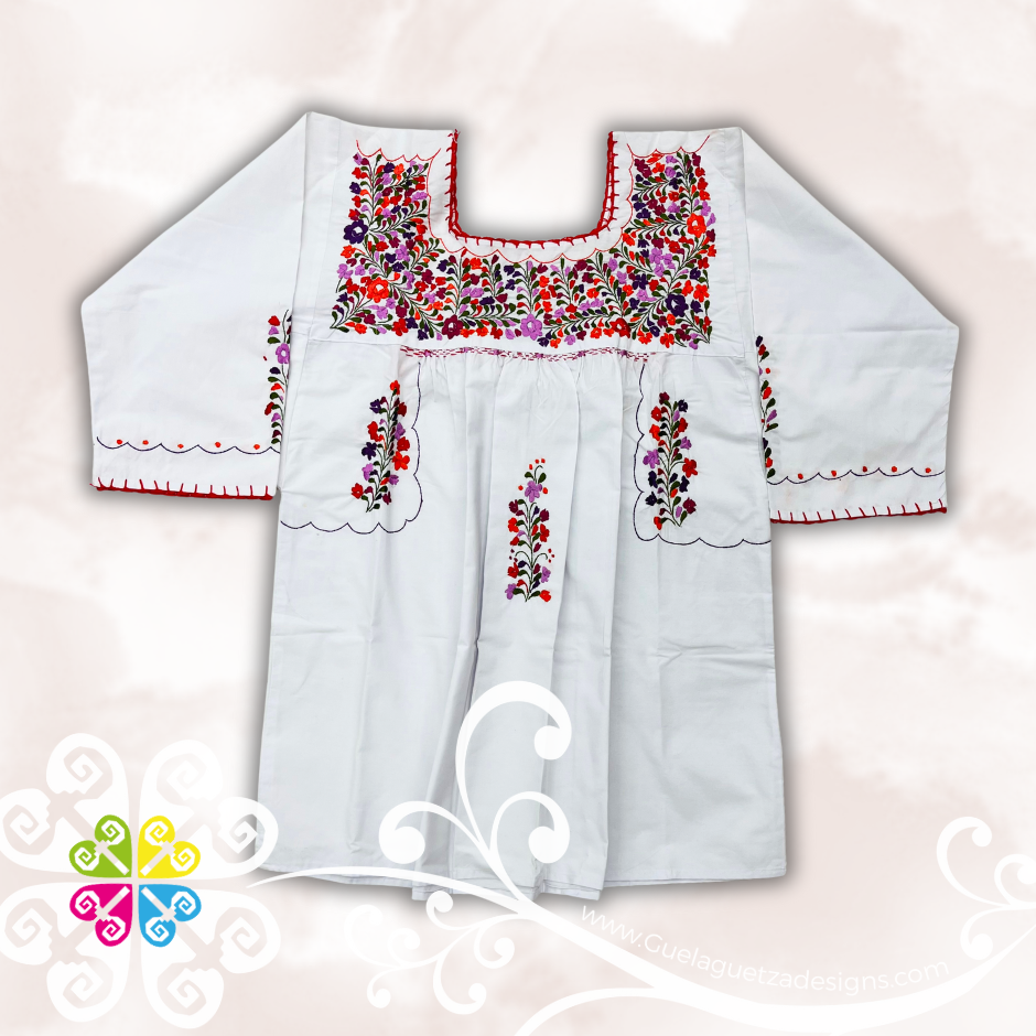 Large Blusa San Antonino Sencilla- 3/4 Sleeve - Embroider Women Top