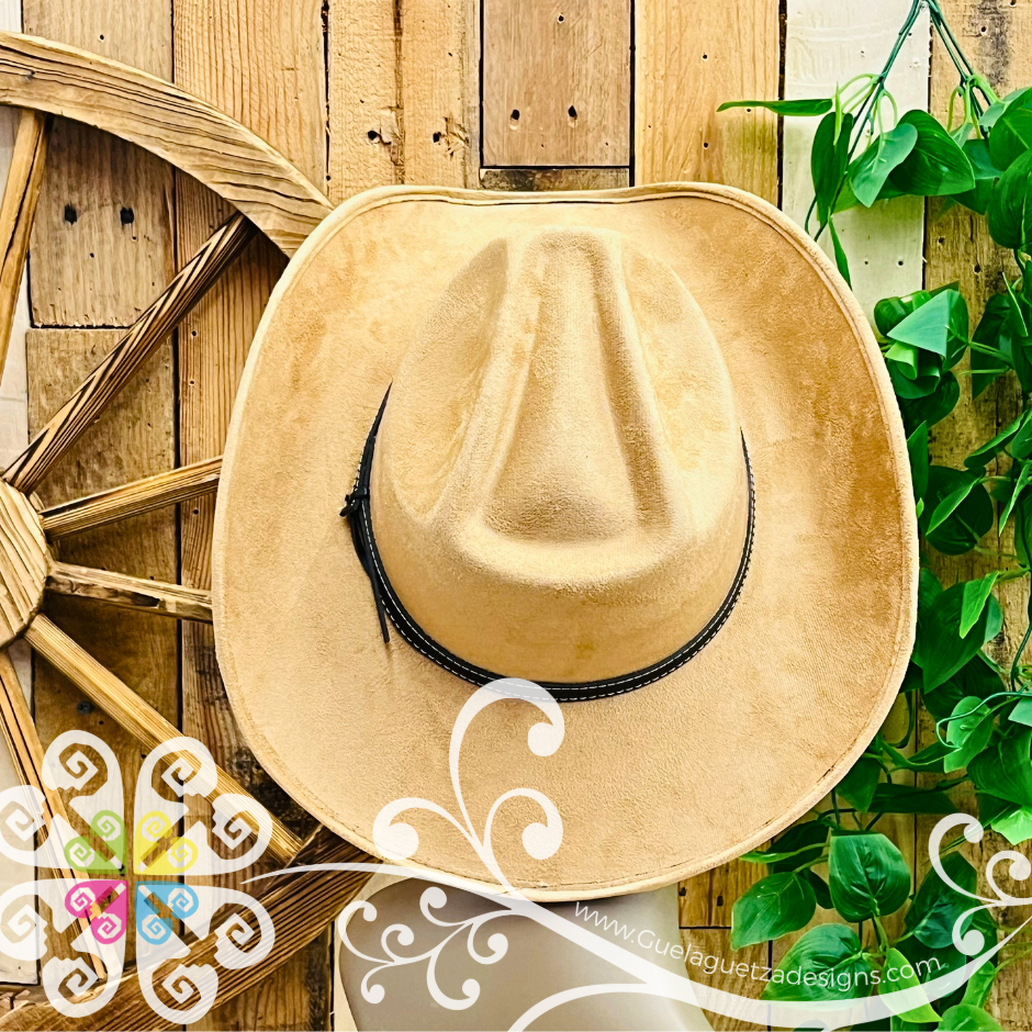 Tan Mitla Cowboy Velvet Hat - Hand Painted Hat