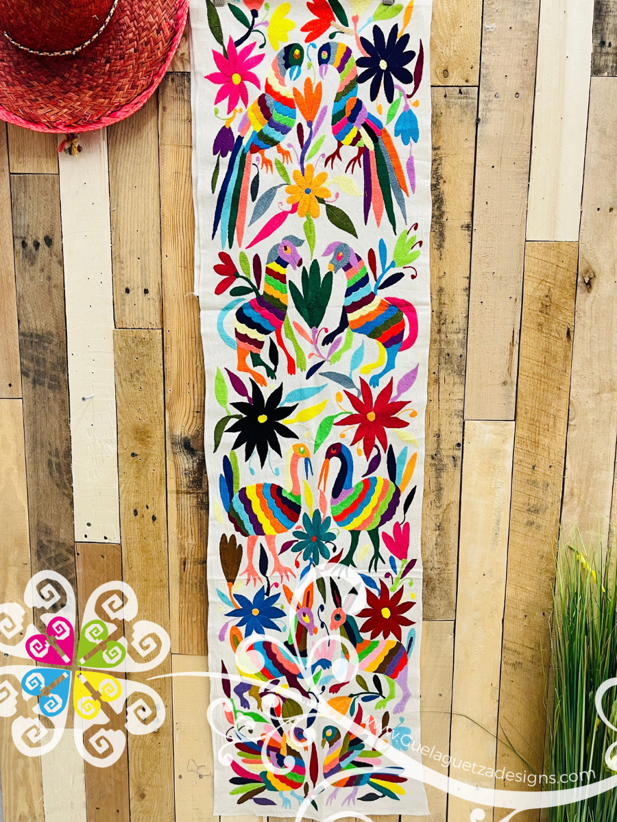 Large Multicolor Otomi Table Runner - Camino de Tenango