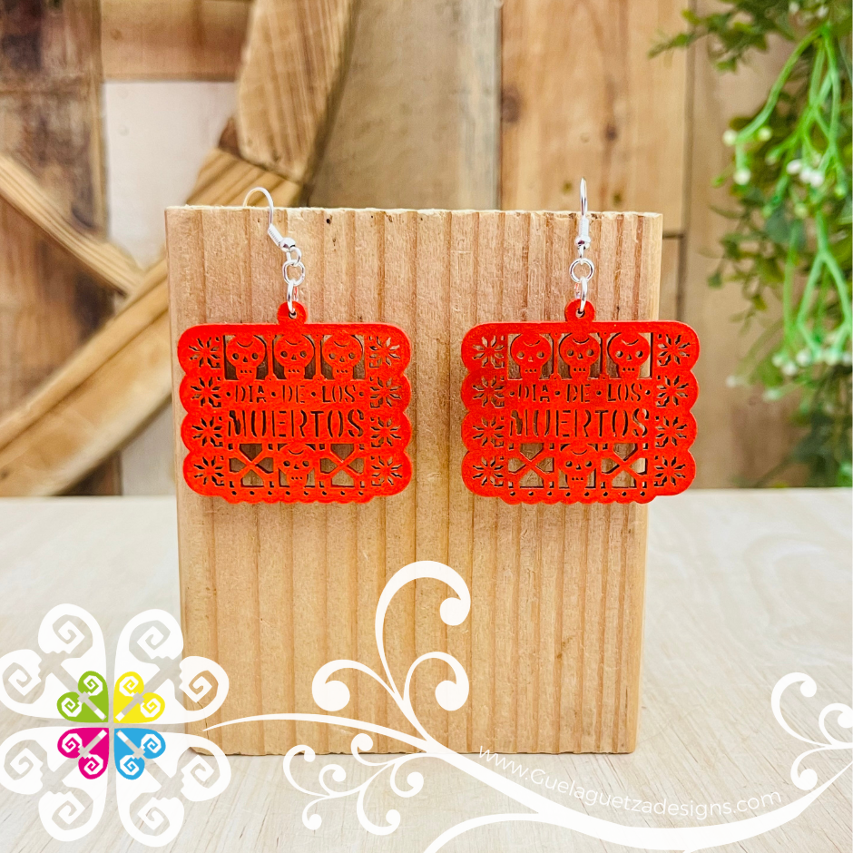 Small Papel Picado Wood Earrings - Wood Earrings