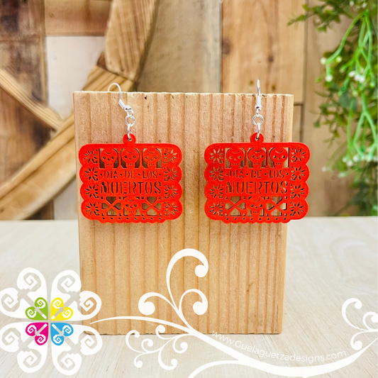 Small Papel Picado Wood Earrings - Wood Earrings