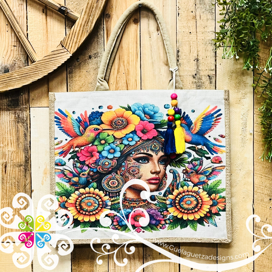 Hummingbird Mexican Jute Tote - Grocery Tote