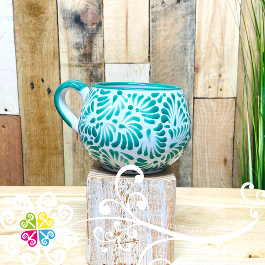 Large Mint Green Talavera Chocolatera Mug - Single Talavera Mug