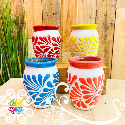 Set of Engobe Rainbow Espiga Plumeado Cantarito Cup - Set Clay Cantarito