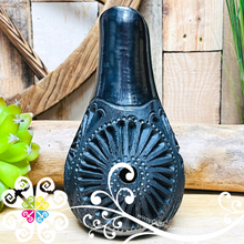 Medium Angled Black Clay Vase - Barro Negro Oaxaca