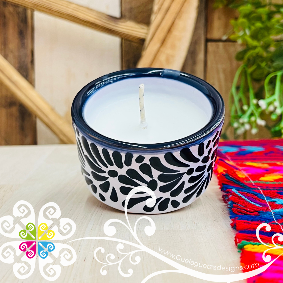 Small Black Talavera Candle - Artisan Candles