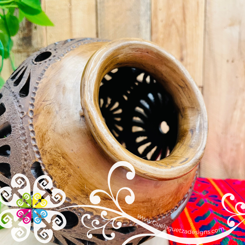 Vase Bola Brown Clay Vase - Barro Cafe Oaxaca