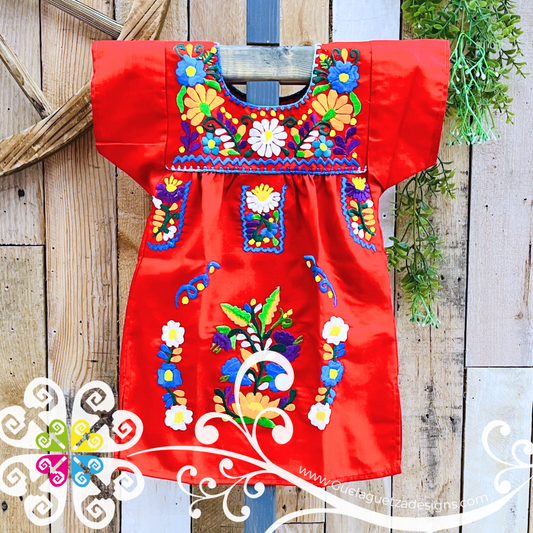 Red Vestido Tehuacan Nina - Tehuacan Children Dress