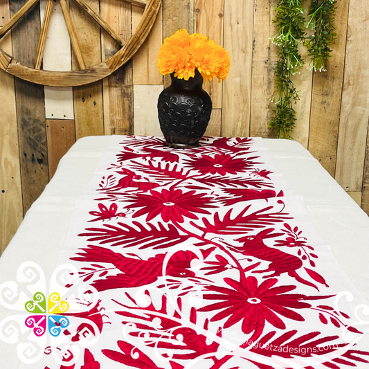 Maroon Large Solid Color Otomi Table Runner - Camino de Tenango