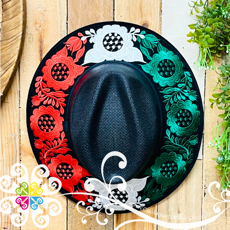 Tricolor Roses Embroider Summer Hat