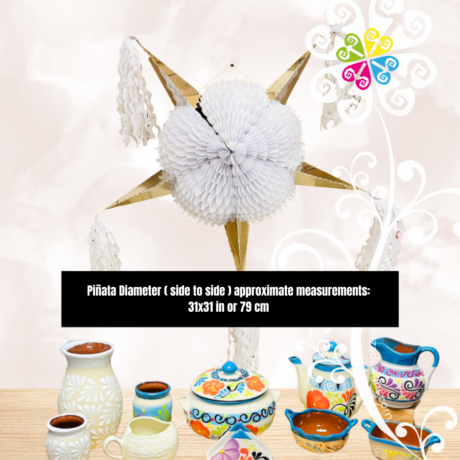 Large White Fiesta Piñata - Mexican Fiesta Decor