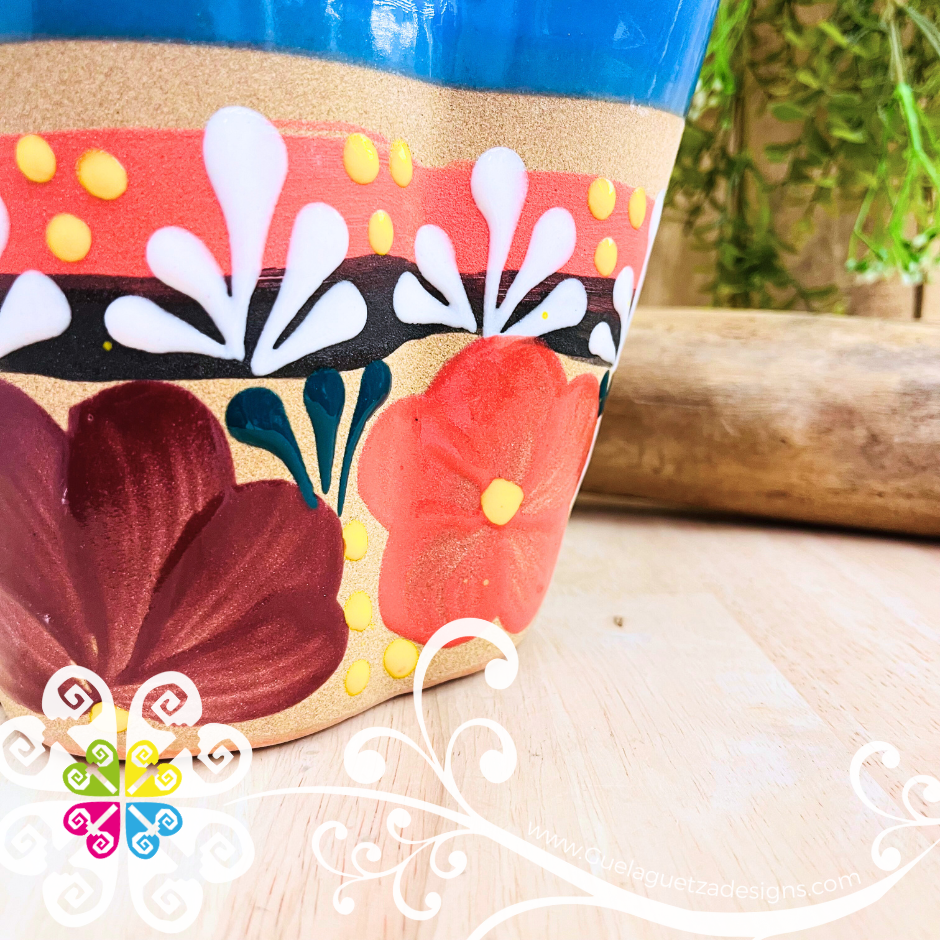 Blue Turquoise Flores Utensil Holder - Spoon Holder