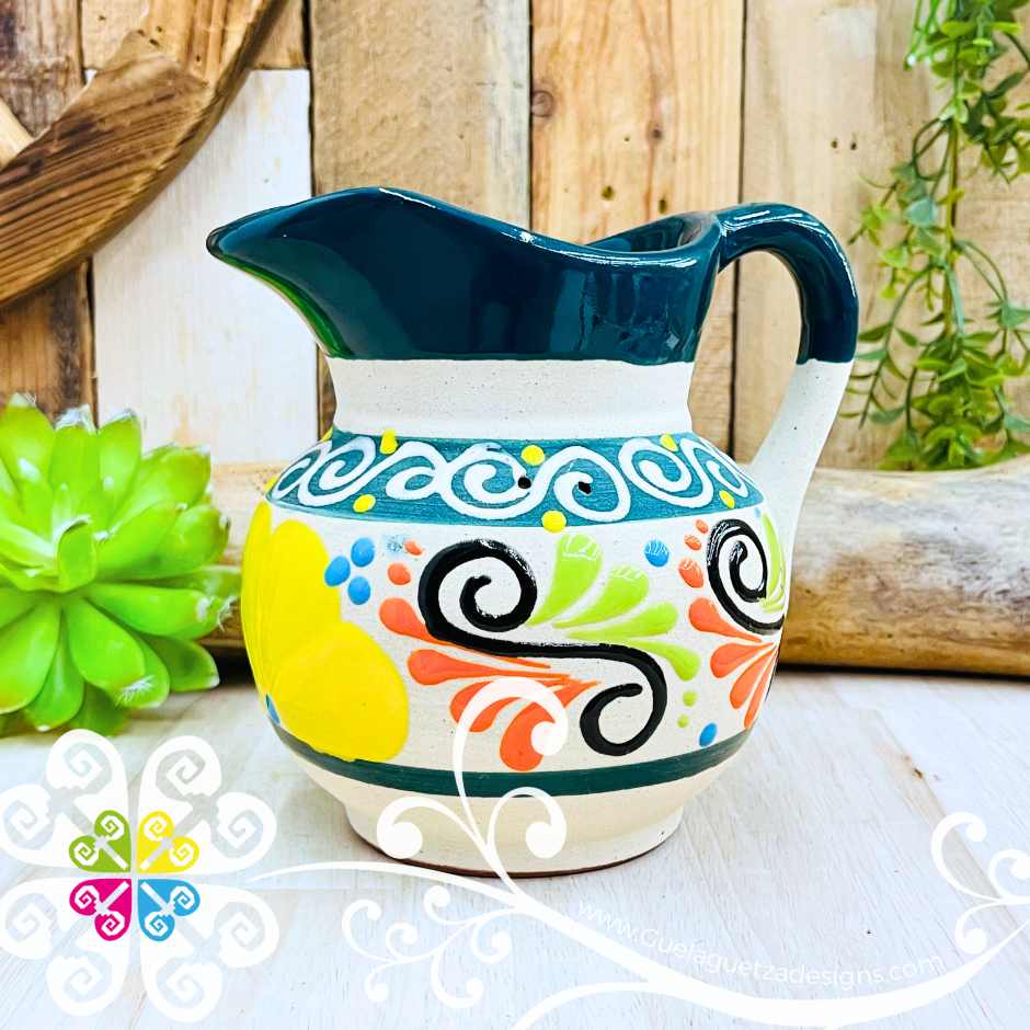 Dark Teal Small Engobe Clay Pitcher - Jarro