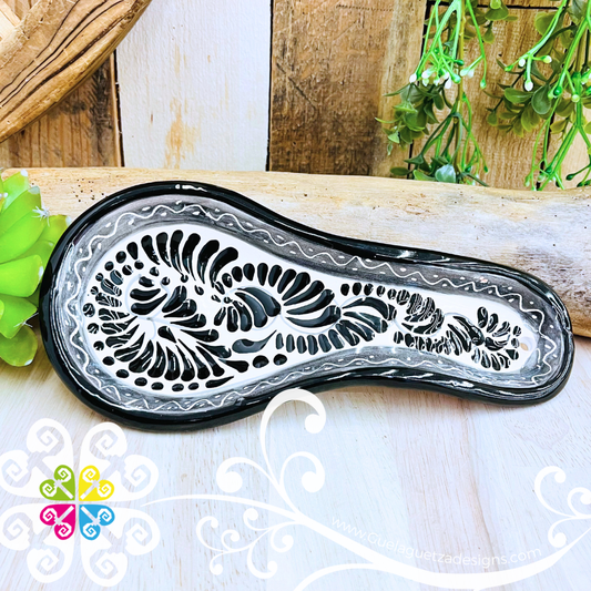 Black Talavera Spoon Rest - Talavera Kitchen