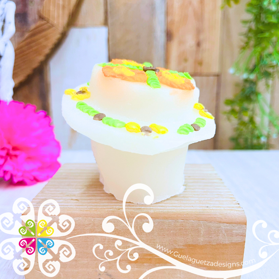 Medium Decorated Sugar Skull con Sombrero - Calaverita de Azucar