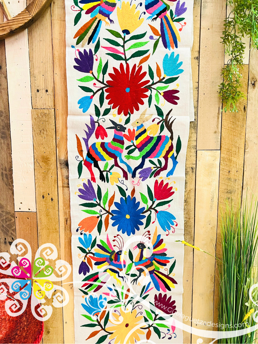 Large Multicolor Otomi Table Runner - Camino de Tenango
