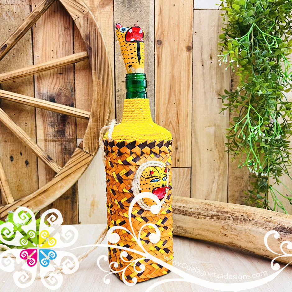 Jaguar Palma Glass Bottle Container - Mexican Home and Kitchen
