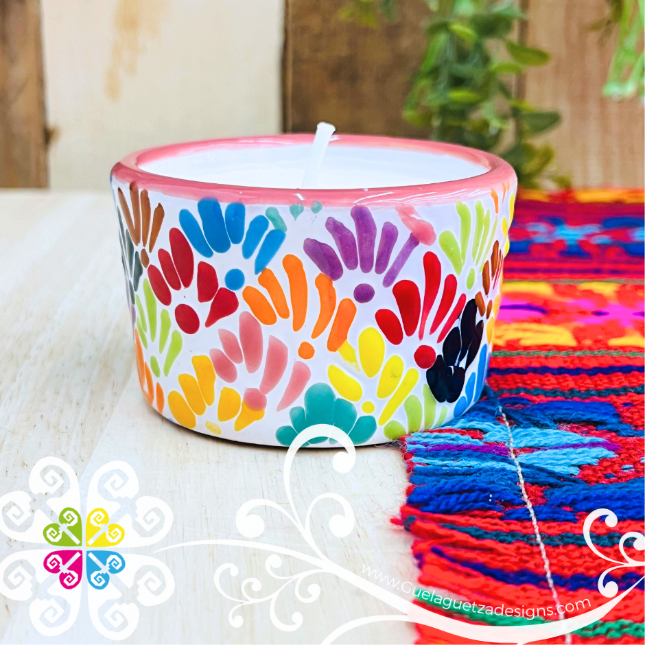 Small Multicolor Talavera Candle - Artisan Candles